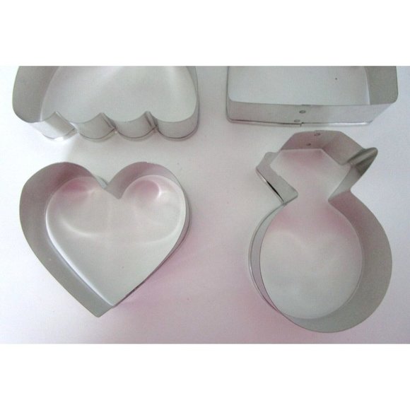 Ann Clark Cookie Cutters - 4 pc Wedding (Dress-Cake-Heart-Diamond Ring) USA New - Picture 7 of 11